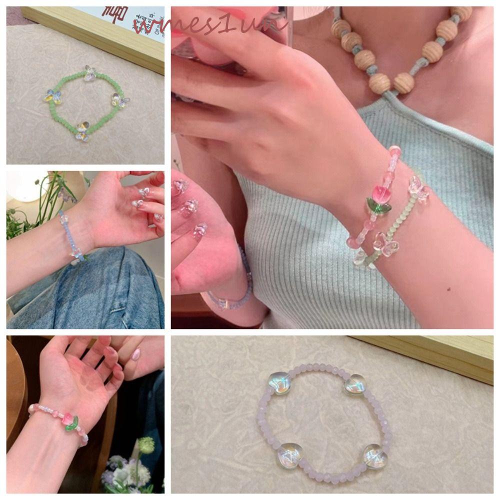 Vòng Tay Bướm WMES15H Ngọt Ngào Phong Cách Retro|Lắc Tay Hình Hoa Tulip Thắt Nơ Xinh Xắn Cho Nữ