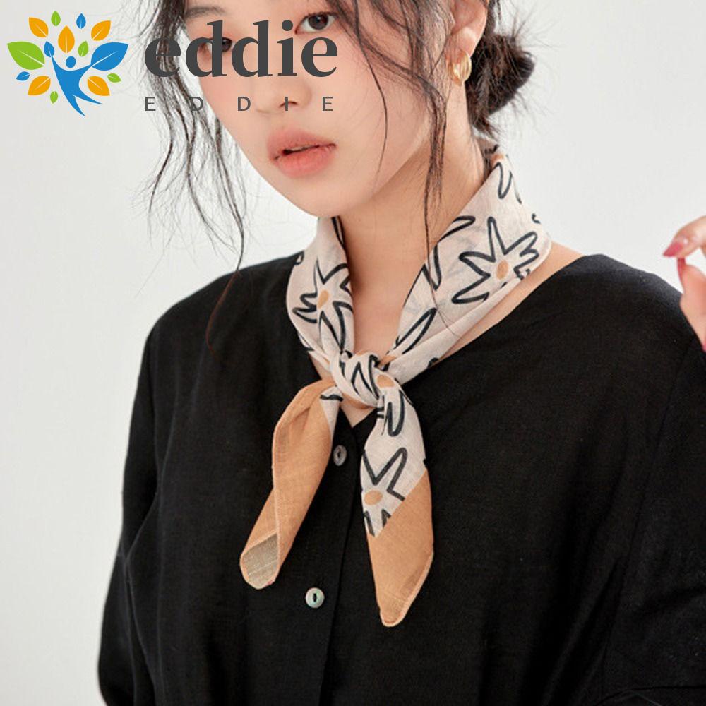 Khăn Choàng Cổ Vuông 26Eddie In Họa Tiết Hoa / Ngôi Sao / Kẻ Sọc Thời Trang Mùa Xuân Cổ Điển Cho Nữ