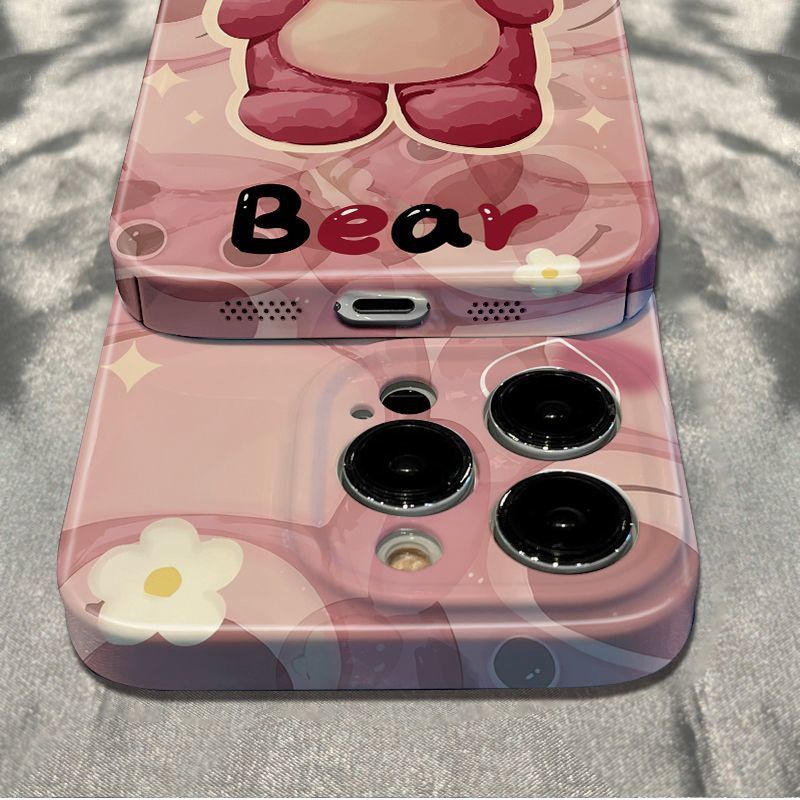 Ốp Điện Thoại Mềm Chống Sốc Màu Hồng In Hình Gấu Cho Iphone 14pro 12Plus 6In11 78max 13 PFPG