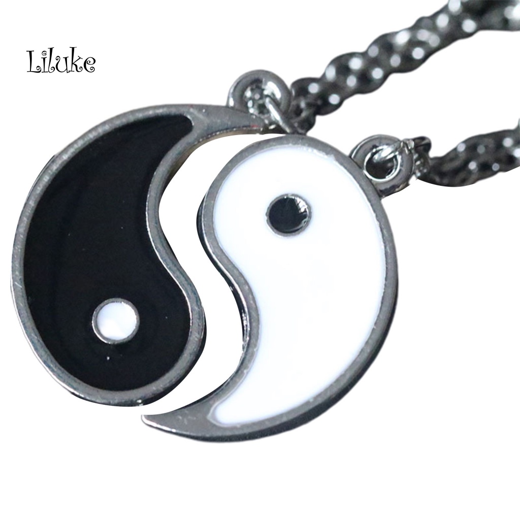 Bộ 2 Dây Chuyền Tình Bạn Trang Trí Mặt Kim Loại Hình Âm Dương Thời Trang