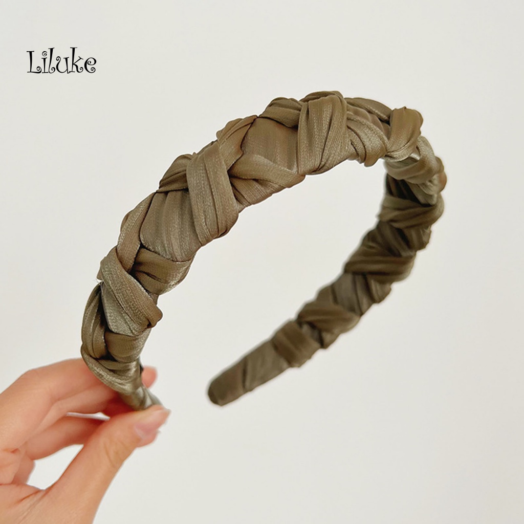 Băng Đô Cài Tóc Bằng Lụa Mềm Mại Màu Trơn Trang Nhã Cho Nữ