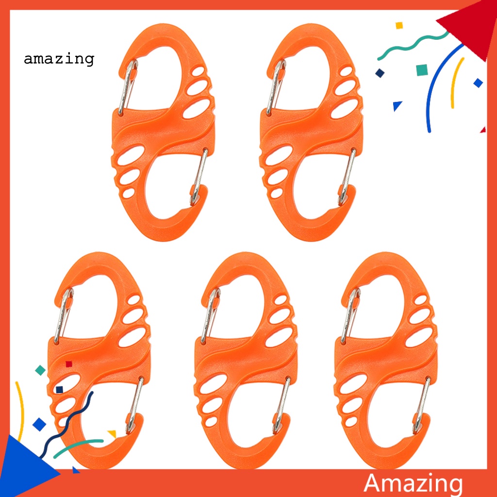 Set 5 Móc Khóa Chữ S Mini Bằng Nhựa Và Thép Gọn Nhẹ Tiện Dụng Cho Hoạt Động Leo Núi Ngoài Trời