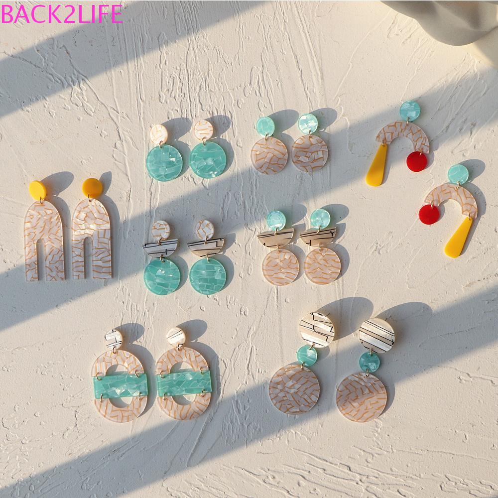 Bông Tai Dáng Dài Họa Tiết Hình Học Bất Đối Xứng Thời Trang Cho Nữ 2