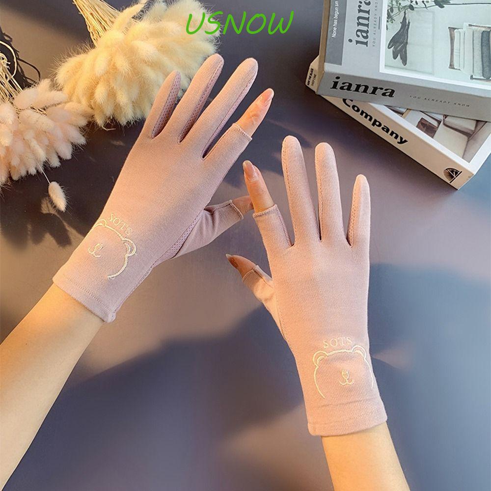 Găng Tay Chống Nắng Chống Tia UV Bằng Vải Cotton Phối Lưới Mỏng Dễ Thương