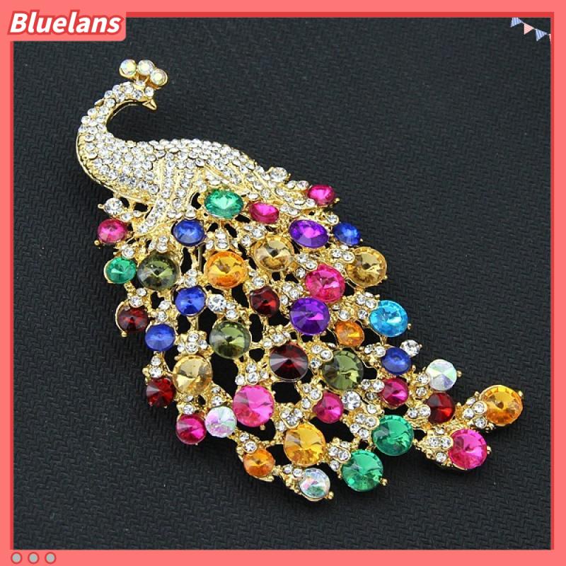 [BLS] Trâm Cài Áo Hình Chim Công Đính Đá Pha Lê Nhiều Màu Sắc
