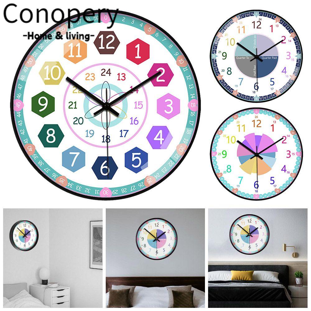 CONOPERY Đồng Hồ Treo Tường Hình Cây Cối Dễ Thương Cho Bé Học Thời Gian