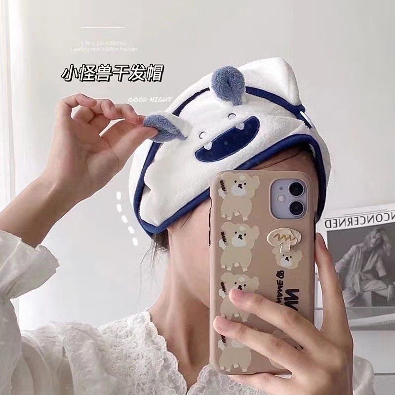 Khăn lau khô tóc siêu thấm nước quấn ủ tóc hình thú dễ thương