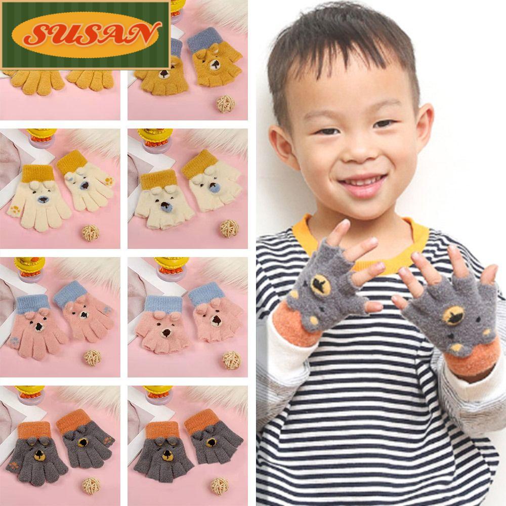 Găng Tay Dày Dặn Ấm Áp Kiểu Hoạt Hình Gấu Đáng Yêu Cho Bé
