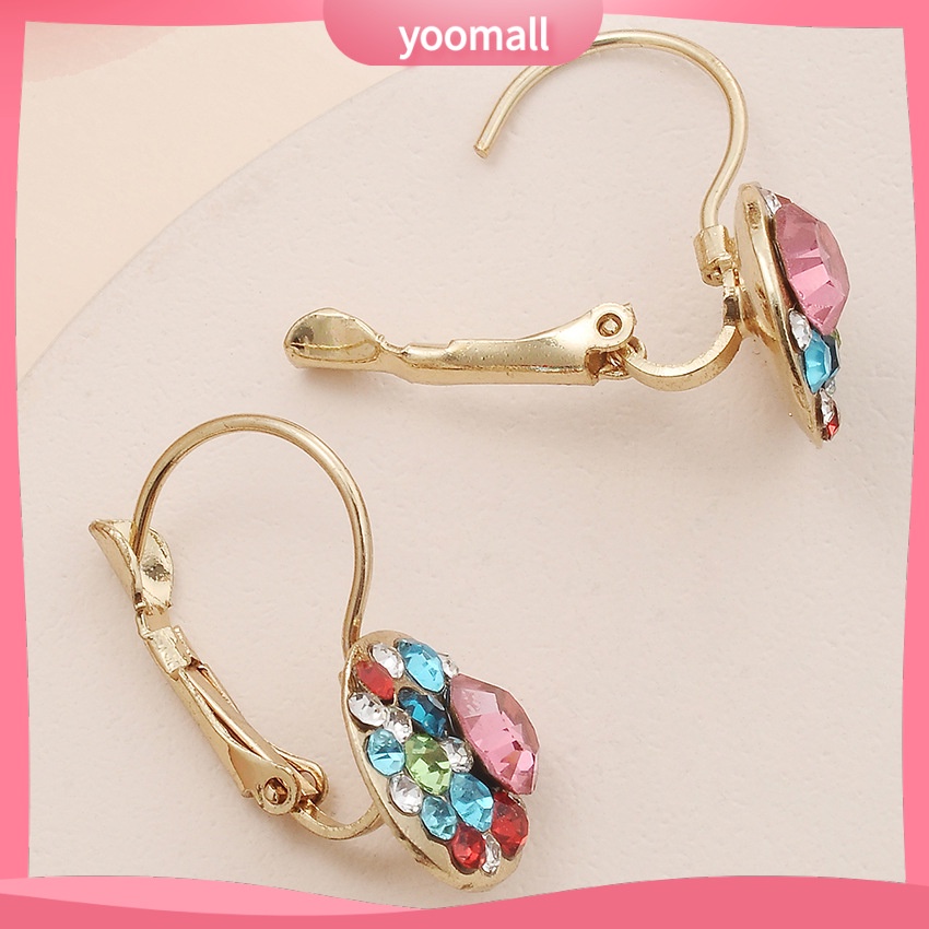 Bông Tai Tròn Đính Đá Nhiều Màu Bằng Hợp Kim Cho Nữ