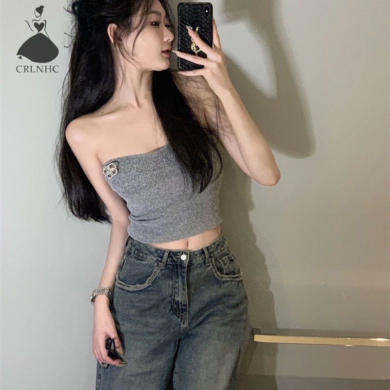 Áo Hai Dây Dệt Kim Màu Trơn Dáng Ôm Thời Trang Mùa Hè Quyến Rũ Cho Nữ