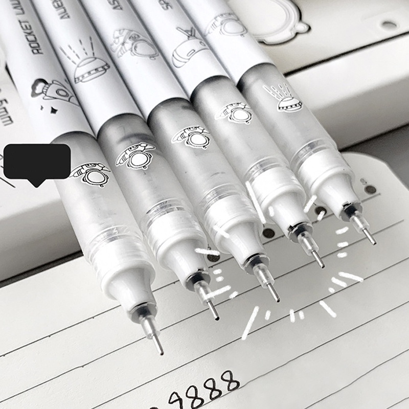 Hộp 6 Bút Mực Gel Ngòi Bút 0.5mm Họa Tiết Màu Bạc Sáng Tạo