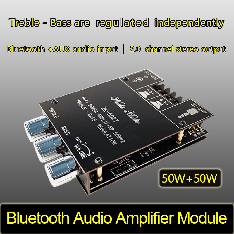 Mô đun khuếch đại âm thanh RIRIHI Bluetooth 5.0 TPA3116 502T 50WX2 chuyên dụng