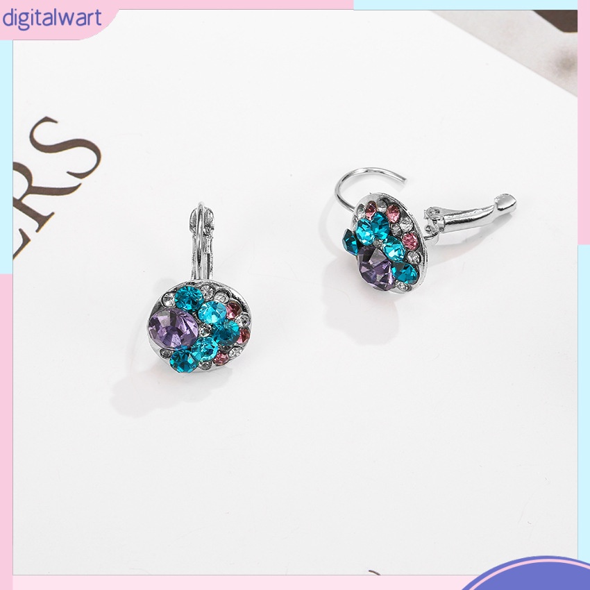 Bông Tai Tròn Đính Đá Nhiều Màu [DG] Bằng Hợp Kim Dành Cho Nữ