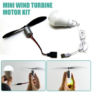 New abs diy mini wind turbine motor blade w/bulb model set science teaching tool