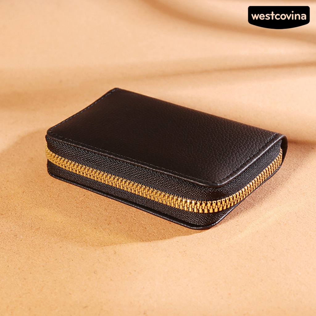 [WSTN]✎Ví Da Nhiều Ngăn Màu Trơn Có Khóa Kéo Nhỏ Gọn Thời Trang Cho Nam Và Nữ