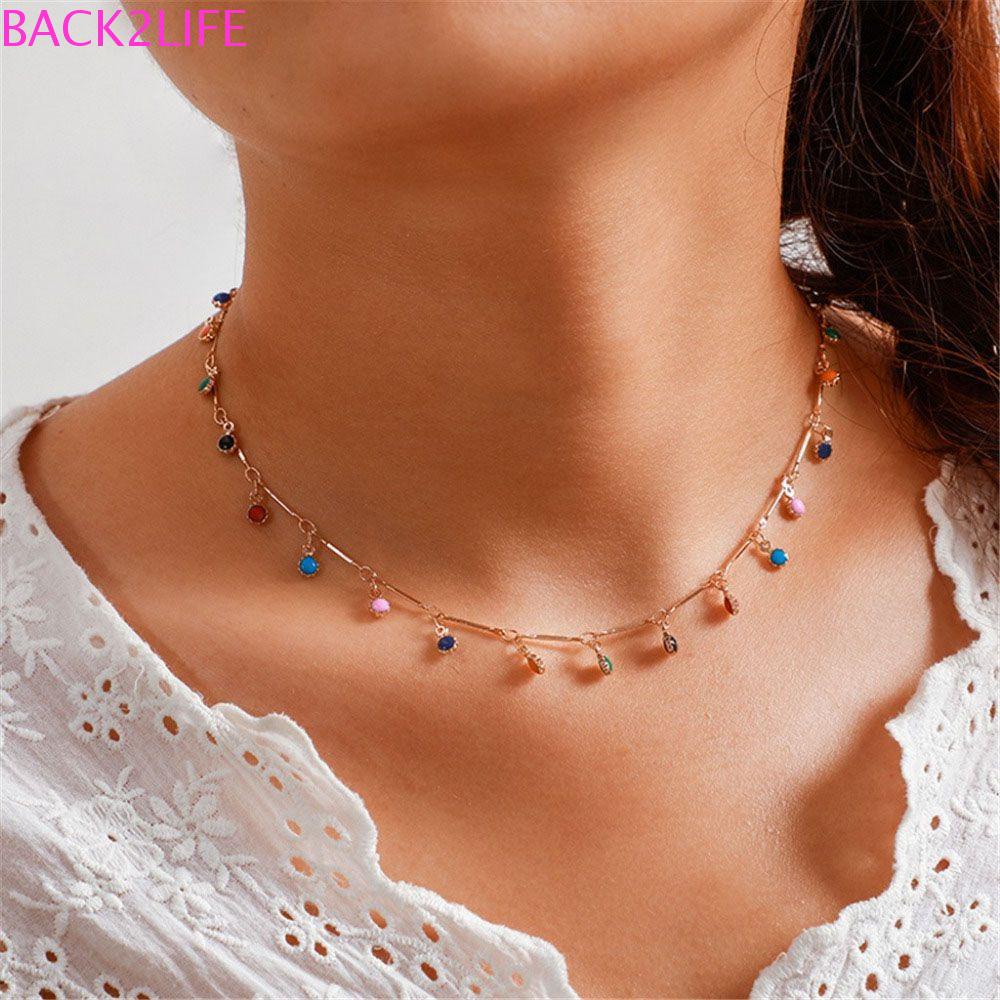 BACK2LIFE Back2life Vòng Cổ Choker Phối Tua Rua Hạt Màu Kẹo Ngọt Thời Trang