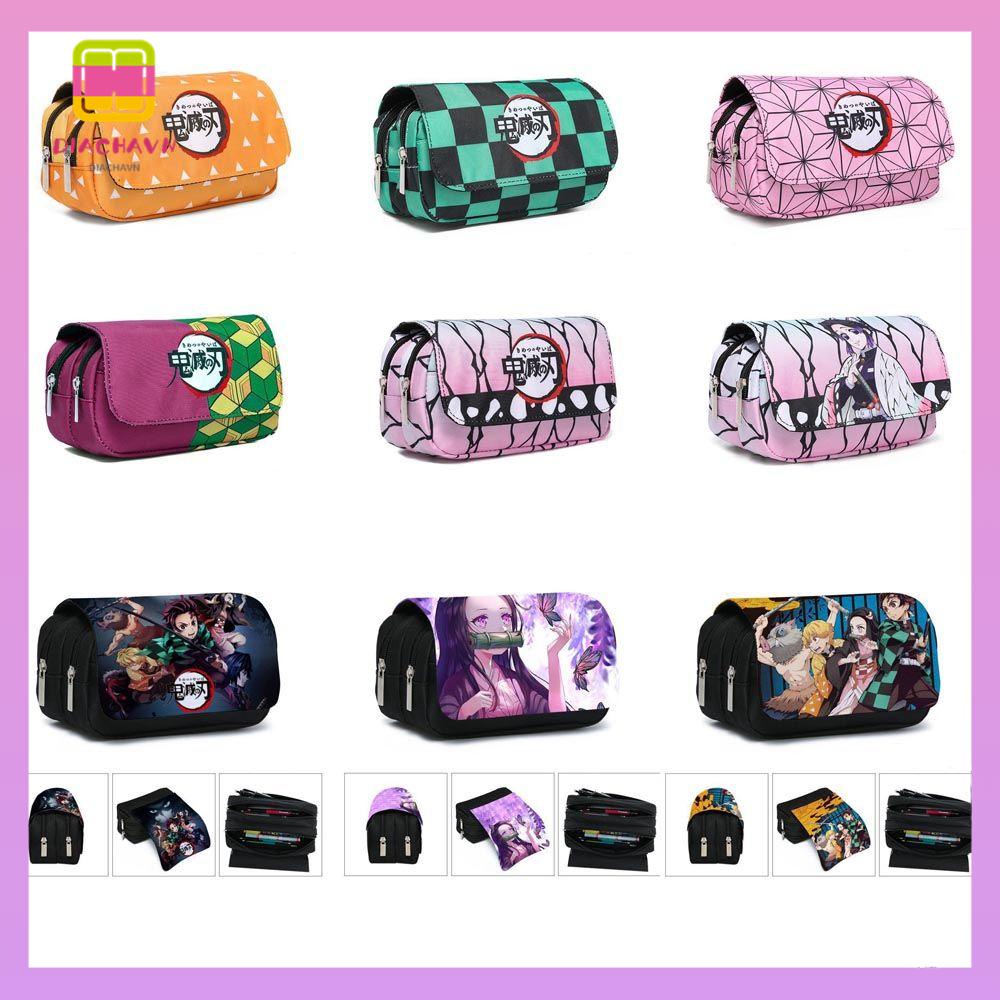 DIACHAVN Túi Đựng Bút Bằng Vải Canvas Có Khóa Kéo In Hình Anime Demon Slayer Độc Đáo