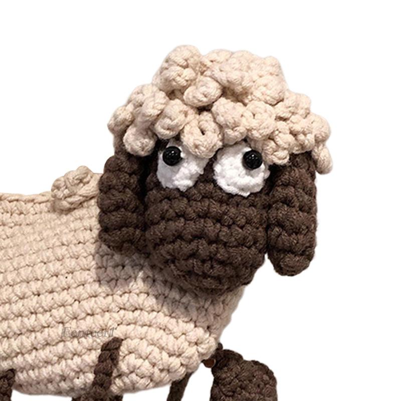 [Fenteer1] Túi Tote Đeo Vai Đan Len Hình Cừu Đeo Chìa Khóa Cho Nữ