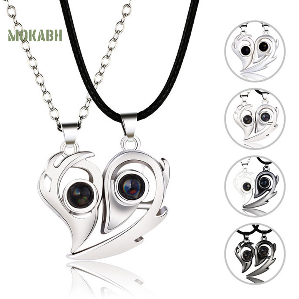 [Mok Abh] 2 Dây Chuyền Mạ Điện Mặt Hình Trái Tim Cho Cặp Đôi