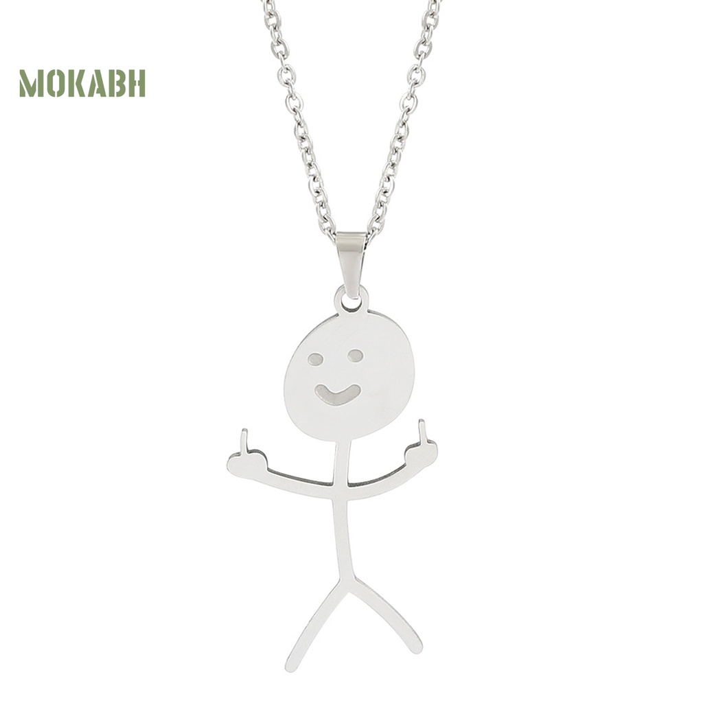 Vòng cổ Bằng Thép Không Gỉ Mạ Điện Họa Tiết Hình Học Vui Nhộn Thời Trang Cho Nam Và Nữ