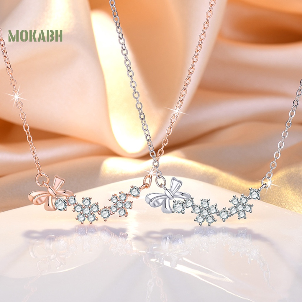 Vòng cổ Mạ Điện Màu Sắc Trơn Trang Trí Thắt Nơ Đính Đá Zircon Thời Trang Cho Nữ