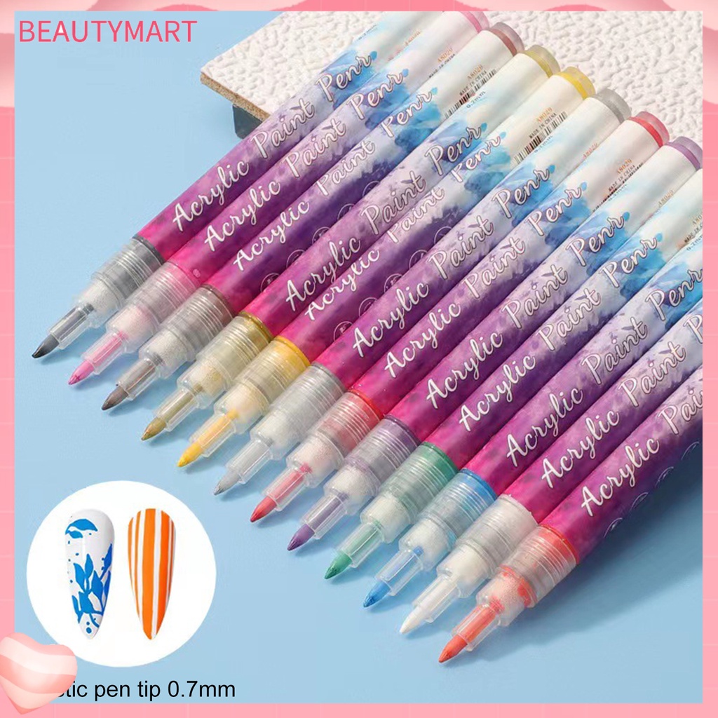 Bộ 12 Bút Vẽ Móng Nghệ Thuật Nhanh Khô Đường Kẻ Chính Xác Chống Thấm Nước