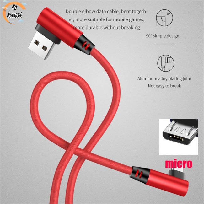 Dây Cáp Sạc Hai Đầu 90 Độ Micro Usb Type-c Cho Điện Thoại Laptop