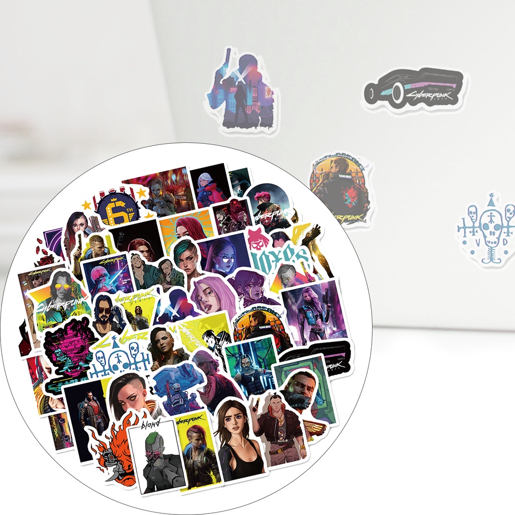 Set 50 Miếng Dán PVC Họa Tiết Hoạt Hình Graffiti Trang Trí Ván Trượt