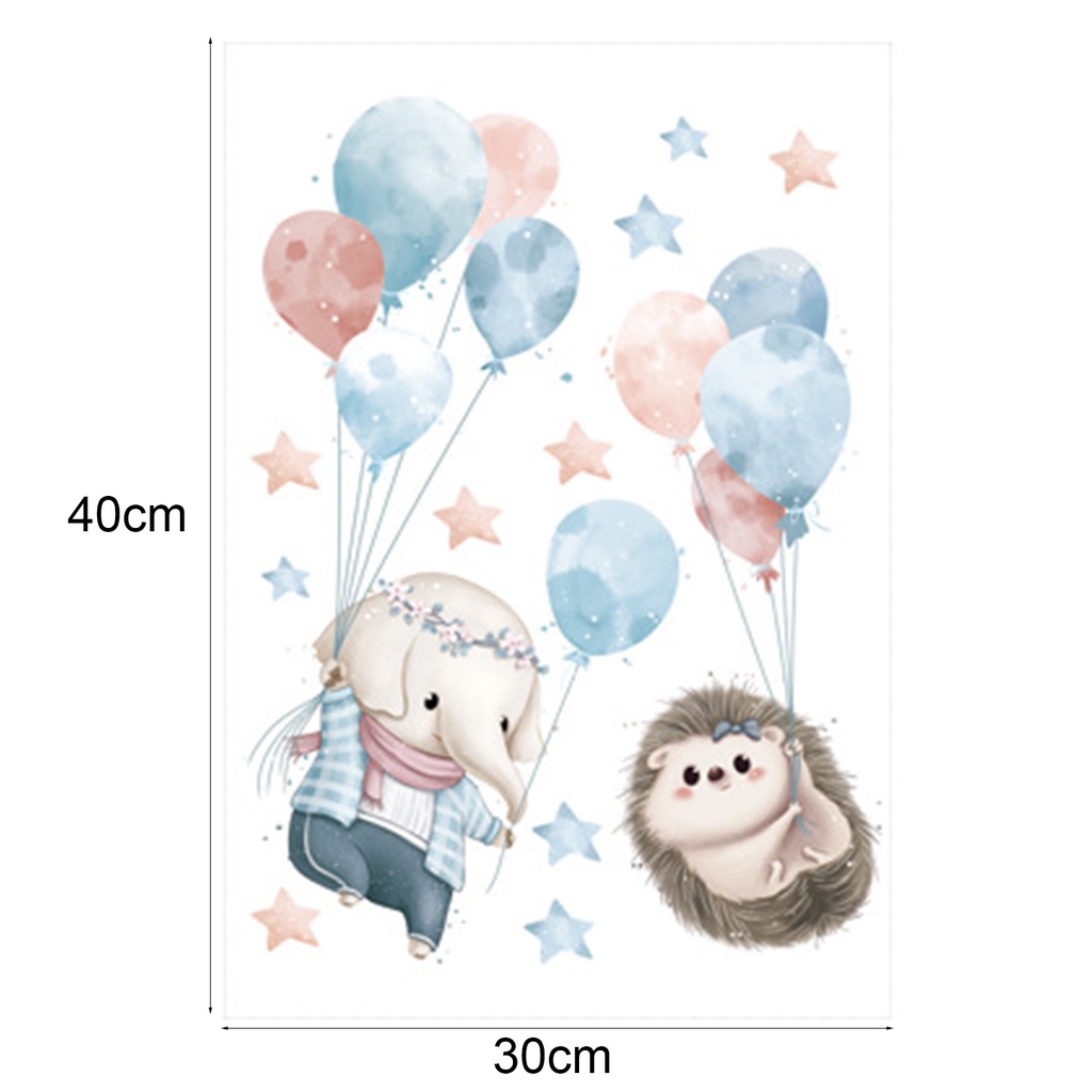 Miếng Dán Tường Bằng PVC Hình Thỏ / Voi Hoạt Hình Dễ Thương Trang Trí Phòng Bé