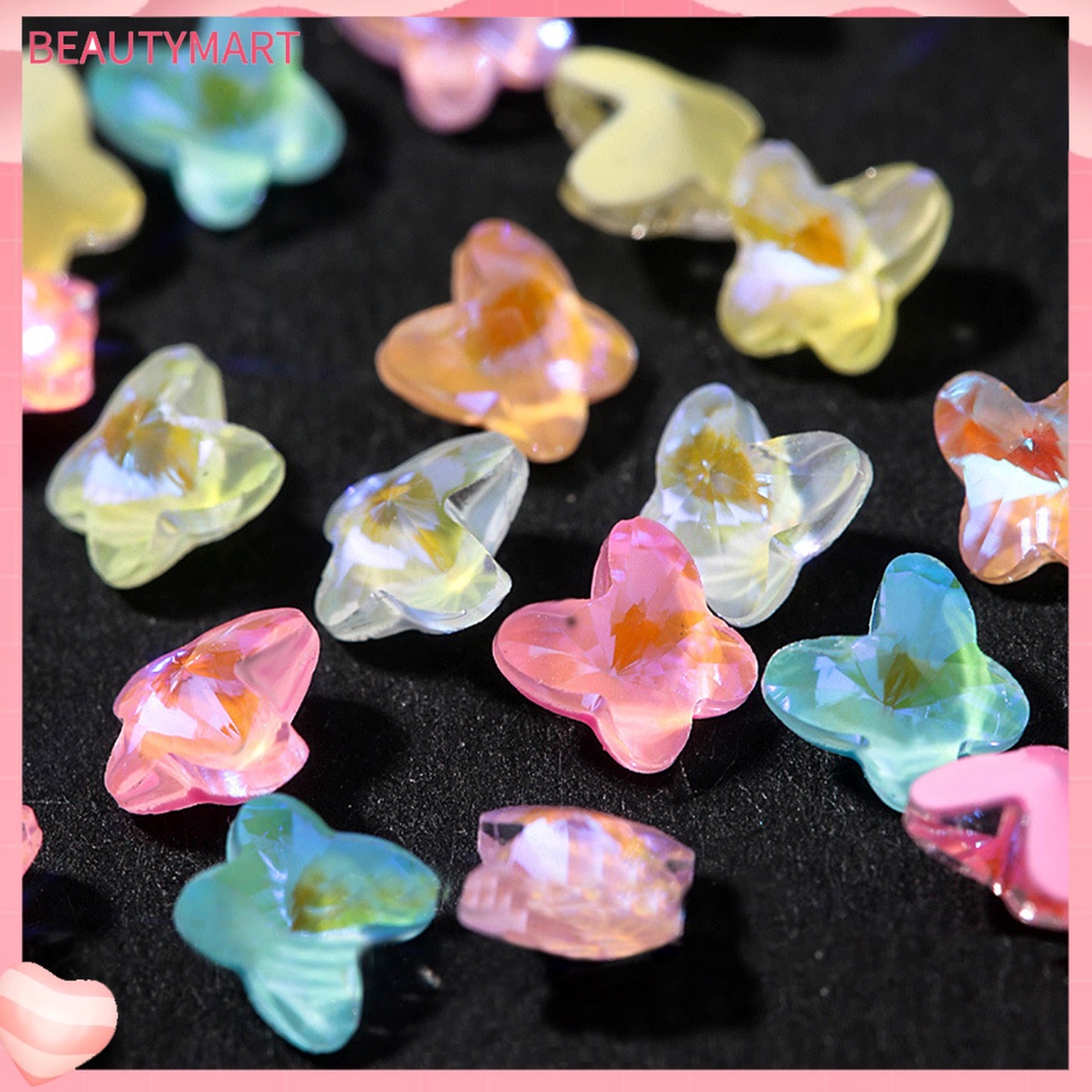 Bộ 20 Hạt Đá Mocha Hình Bướm Siêu Nhẹ Dùng Trang Trí Móng Tay DIY