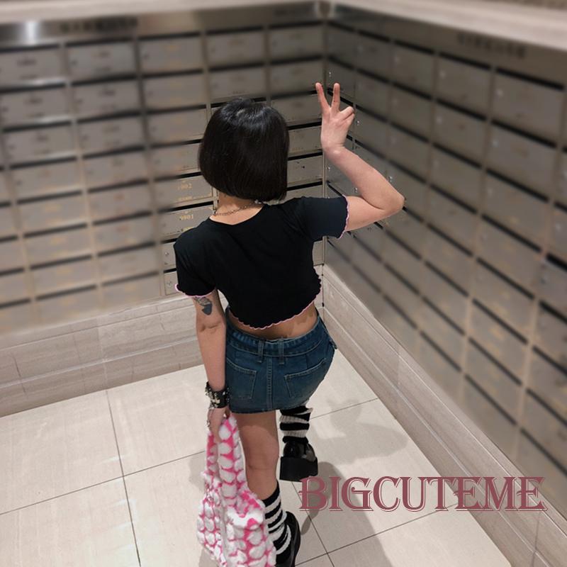 Áo Thun Lửng Ngắn Tay Cổ Tròn In Hình Bộ Xương Thời Trang Mùa Hè Cho Nữ