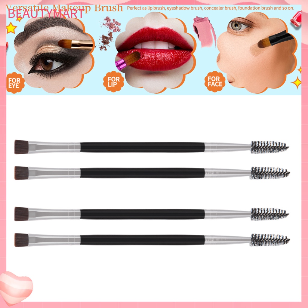 Set 2 Cọ Trang Điểm Lông Mi Thiết Kế Xoắn Ốc Màu Bạc / Đen Thiết Kế Tay Cầm Bằng Gỗ Tiện Lợi Dành Cho Nữ