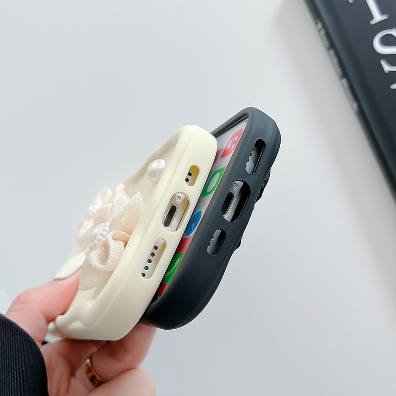 Ốp Điện Thoại TPU Mềm Chống Sốc Đính Hạt Ngọc Trai Và Hoa 3D Dành Cho Apple IPhone 14 13 12 11 Pro Max