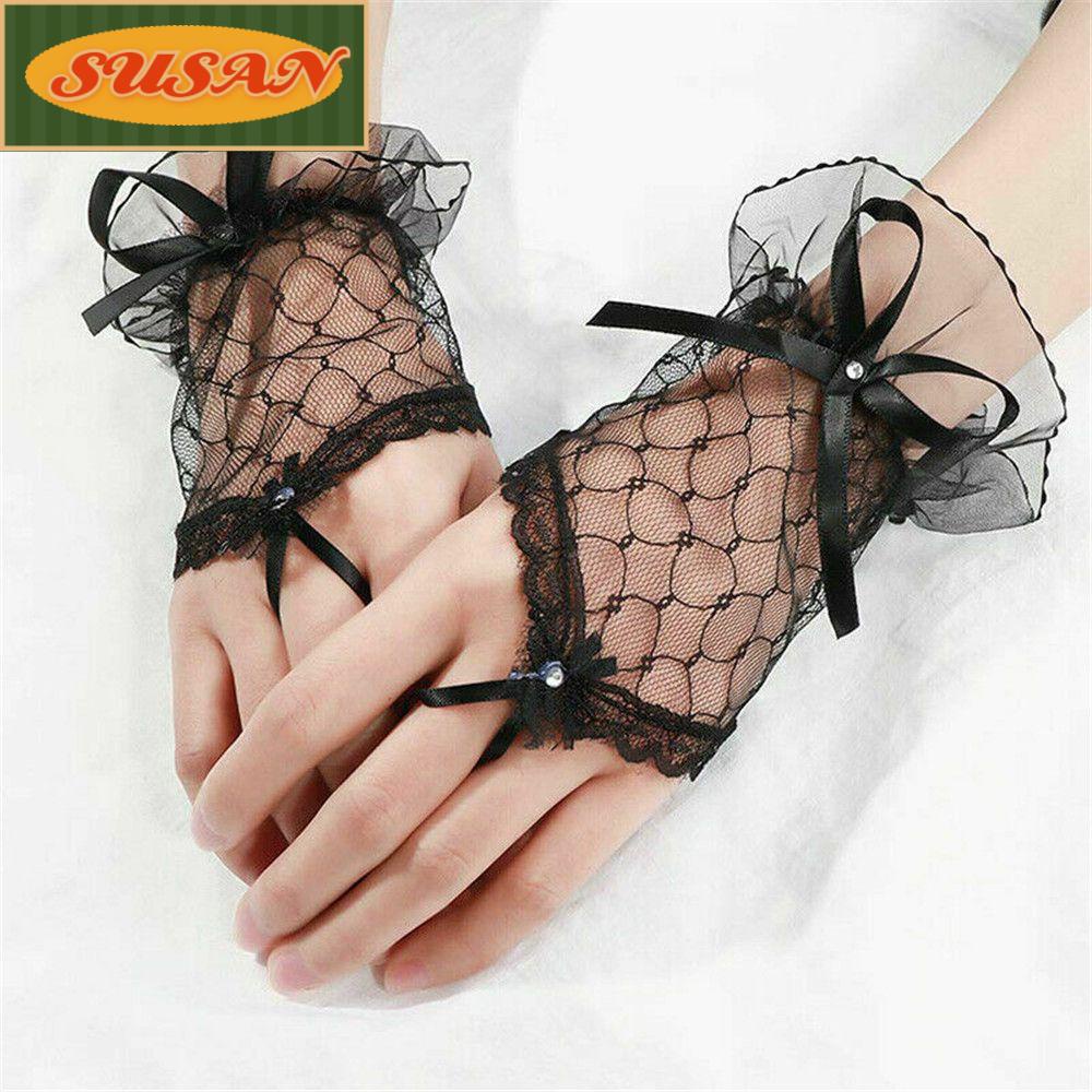 SUSANS Găng Tay Ren Hở Ngón Hóa Trang Rocky Cho Nữ