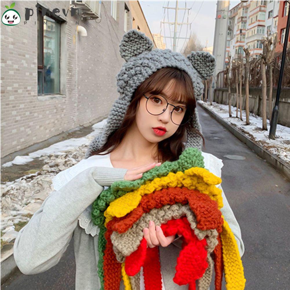 PINEVN Mũ Len Tai Mèo Thoáng Khí Thời Trang Mùa Đông Cho Nữ