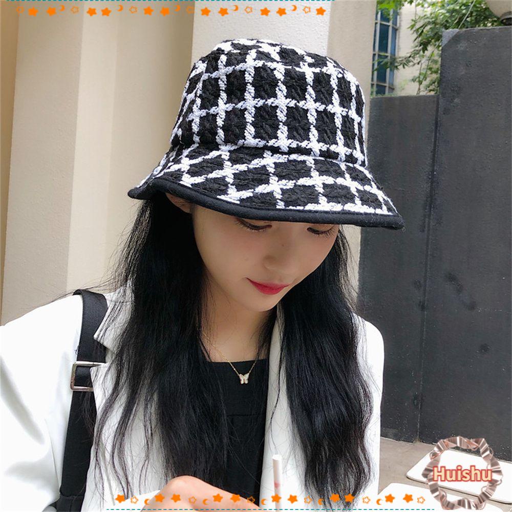 HS Nón Bucket Vành Rộng Họa Tiết Sọc Caro Thời Trang