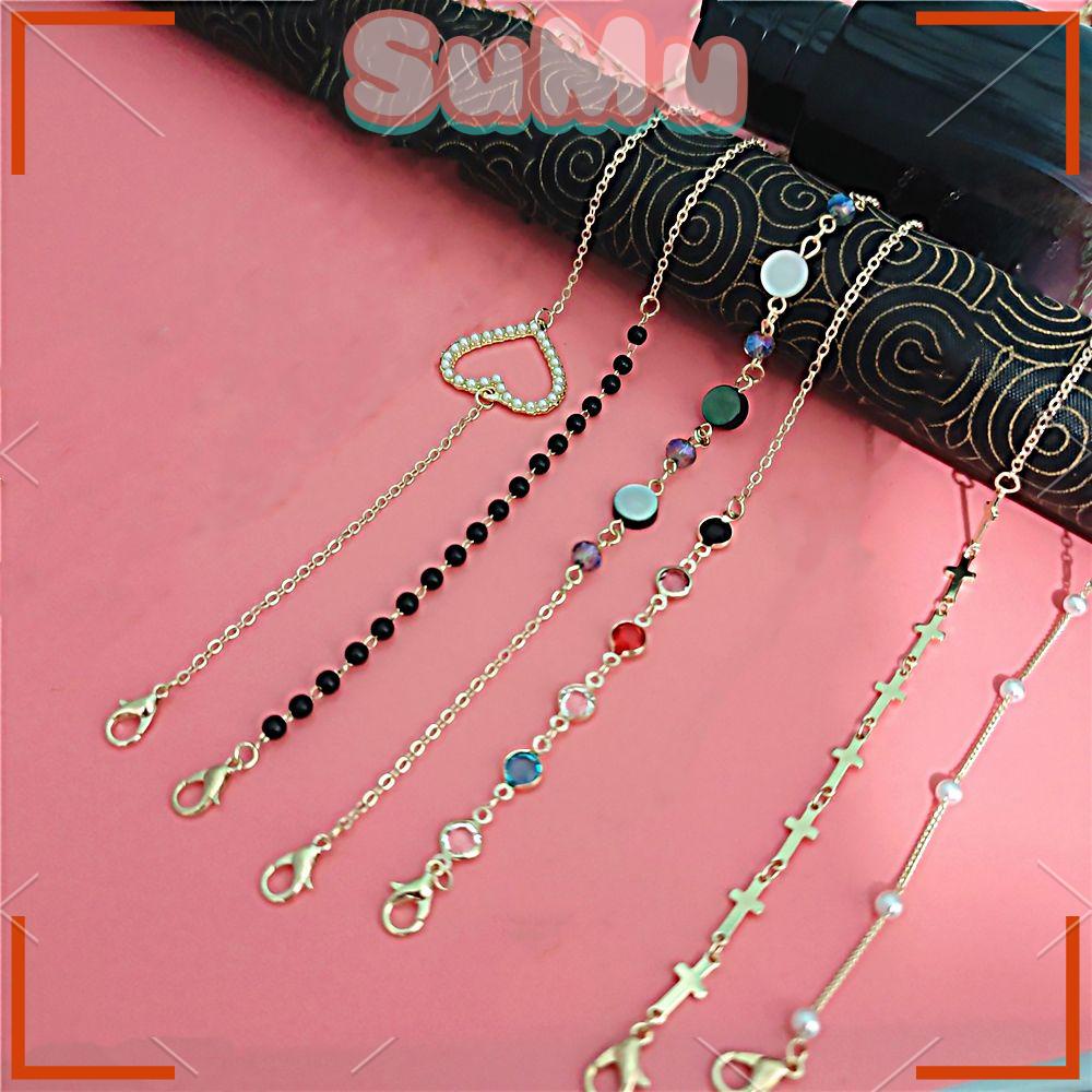 SUMU Dây Kim Loại Đeo Kính Mát Đính Pha Lê Cho Nữ