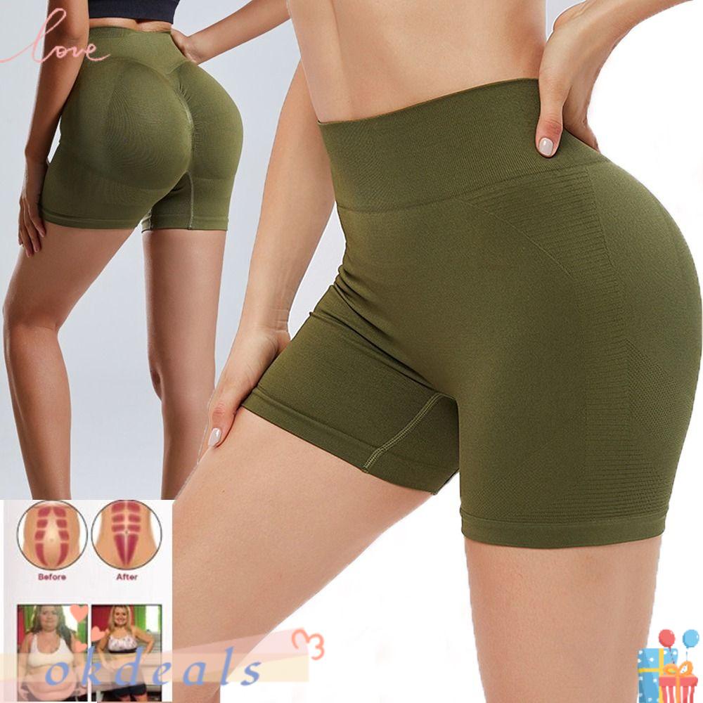 Okdeals Quần Short Nâng Mông Kiểm Soát Bụng Màu Xanh Lá Tourmaline Cho Người Tập Yoga