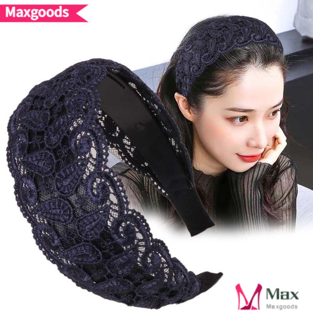 MAXG Cài Tóc Ren Hoa Bản Rộng Chống Trượt Thời Trang Cho Nữ