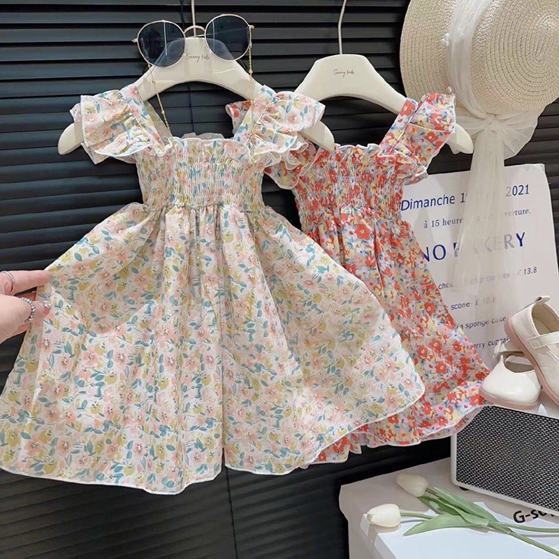 Đầm Hoa Mềm Mại Thoải Mái Thời Trang Mùa Hè Cho Bé Gái