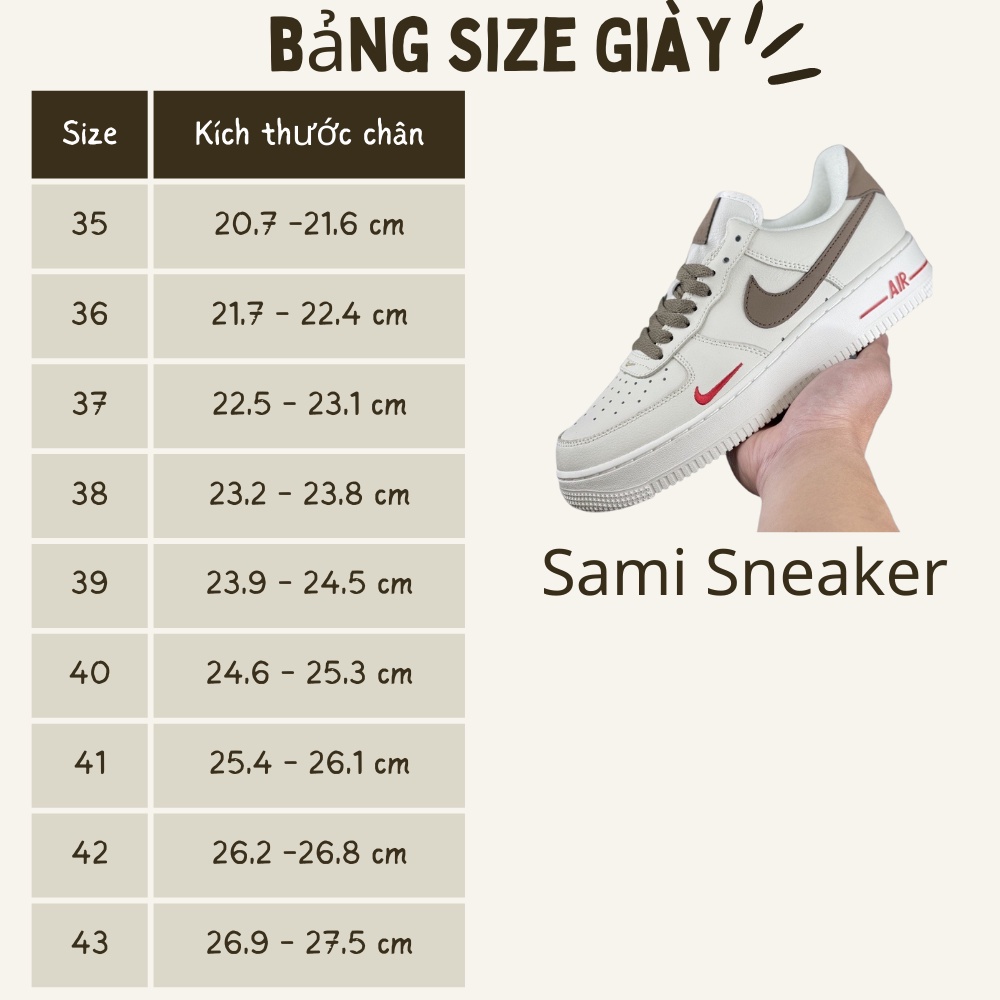 Giày thể thao AF1 Vệt nâu hàng Cao Cấp, Giày AF1 Vệt Nâu dễ phối đồ nam nữ Full Box Bill