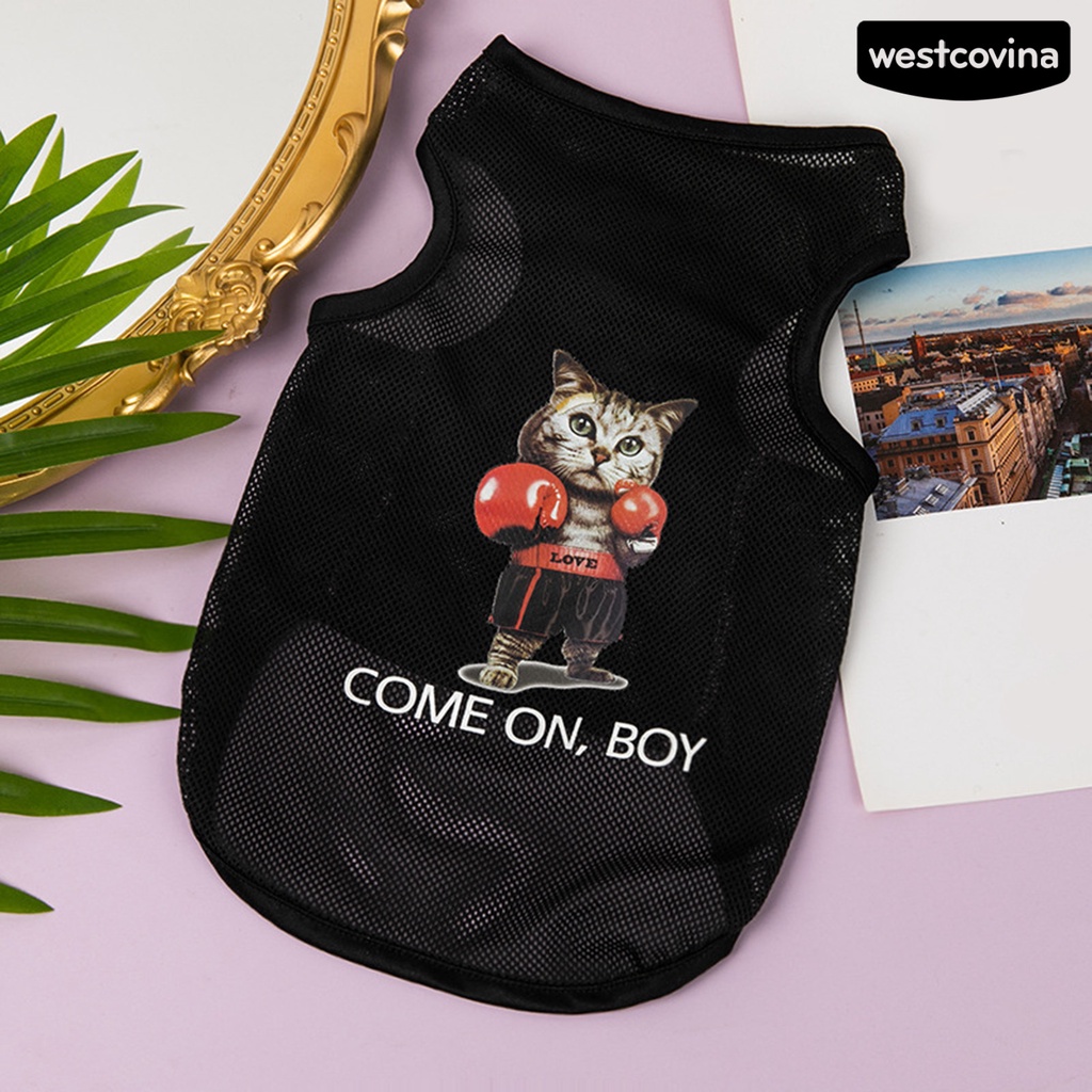 [COD]♞Áo Khoác Bằng Polyester Siêu Mỏng Không Tay Chống Nắng In Họa Tiết Hoạt Hình Cho Thú Cưng