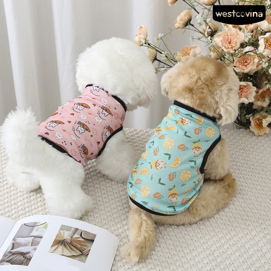 [COD]♞Áo Sát Nách Cổ Tròn Dáng Rộng Mềm Mại In Họa Tiết Cừu Hoạt Hình Thời Trang Mùa Hè Cho Thú Cưng