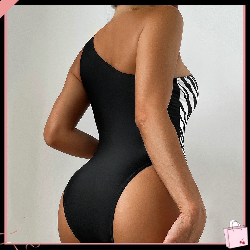 {Soltweter} Bộ Đồ Bơi Một Mảnh Có Đệm Ngực Không Gọng Thép Hỗ Trợ Kẻ Sọc Ngựa Vằn Thoáng Khí Cho Nữ Đi Biển