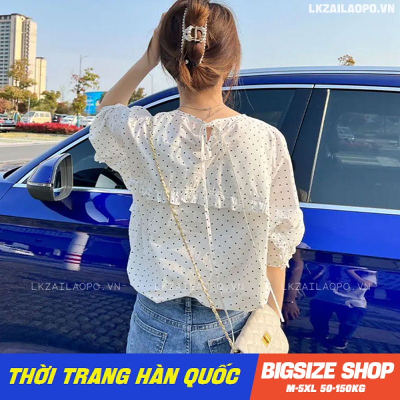 Áo sơ mi nữ tay ngắn Bigsize Áo sơ mi babydoll kiểu form rộng cổ tròn trắng mùa hè Phong cách Hàn Quốc Thời Trang đẹp