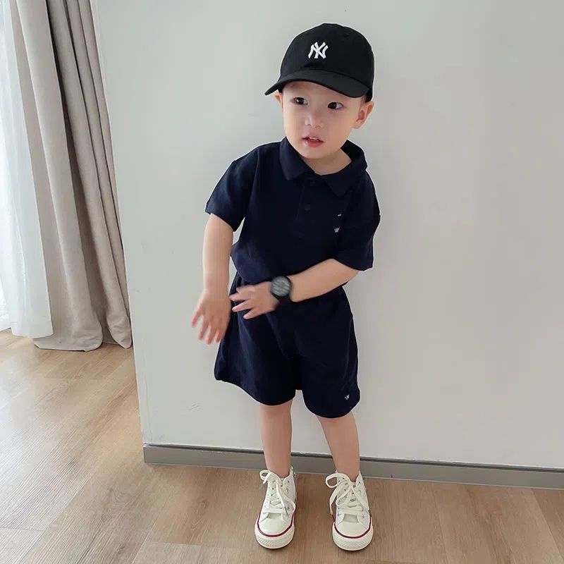 Set Áo Thun Polo Tay Ngắn + Quần Short Thời Trang Đánh Golf Cho Bé