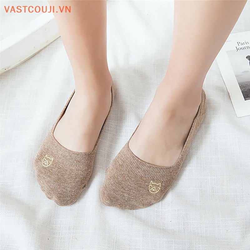 Vớ Thuyền Thêu Họa Tiết Mèo Hoạt Hình Dễ Thương Phong Cách EU 35-39 Cho Nữ