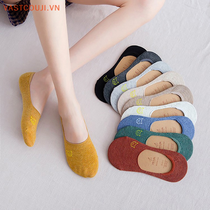 Vớ Thuyền Thêu Họa Tiết Mèo Hoạt Hình Dễ Thương Phong Cách EU 35-39 Cho Nữ