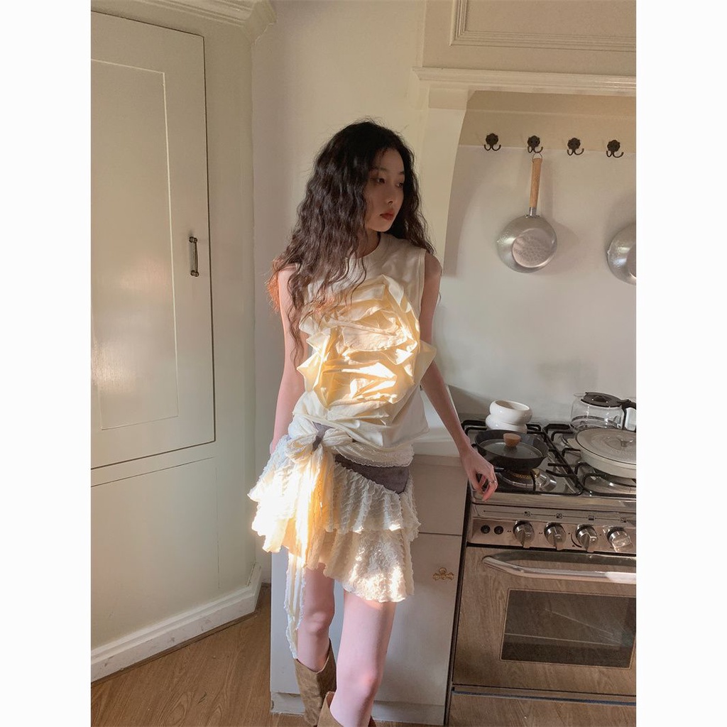Set Áo Váy Múa Ba Lê Không Tay Thiết Kế Tầng Dễ Thương Thời Trang Mùa Hè Cho Bạn Gái Y2K