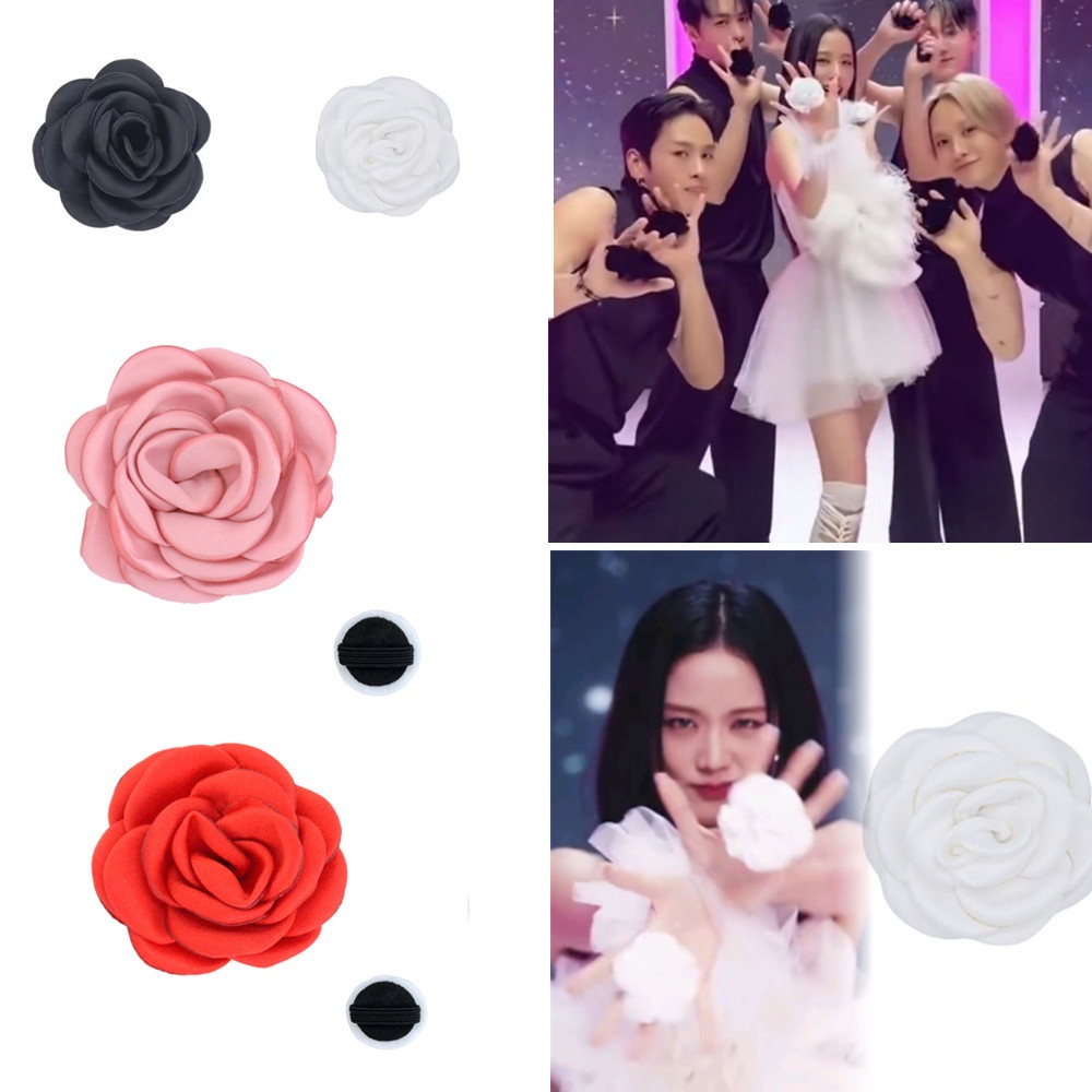 Bộ 2 Nhẫn Đeo Tay Hình Hoa Trà blackpink Jisoo Co Giãn 6cm